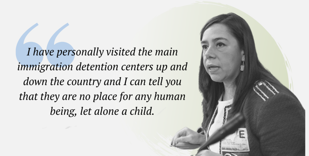 Quote: I have personally visited the main immigration detention centers up and down the country and I can tell you that they are no place for any human being, let alone a child.