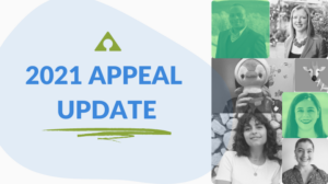 Image shows a photo collage of Asylum Access team members together with the words '2021 Appeal Update'
